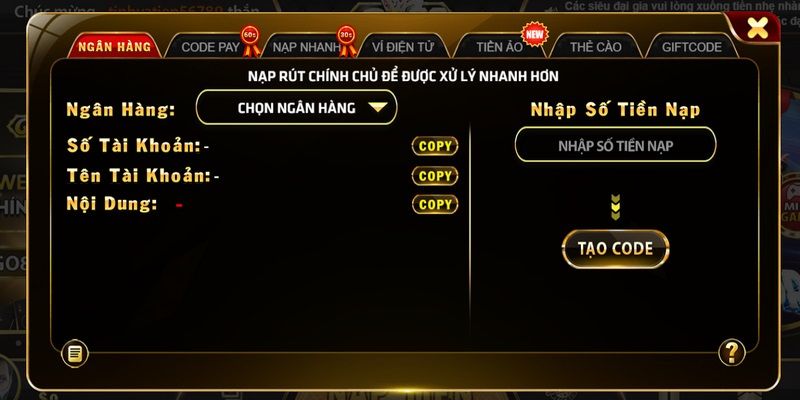 Nạp tiền chơi tài xỉu nhanh rất đơn giản